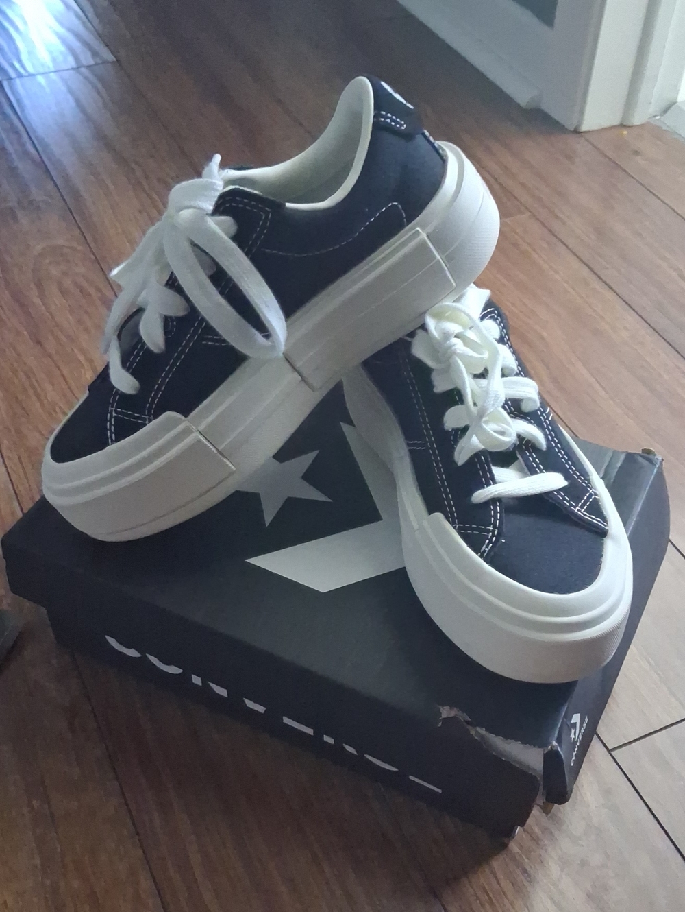 Kids Black Converse Platform Sneakers with White Sole